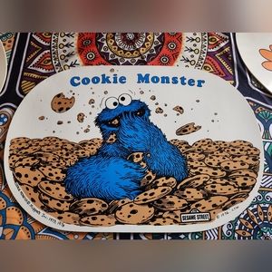Vintage 1970's Cookie Monster Vinyl Placemat.